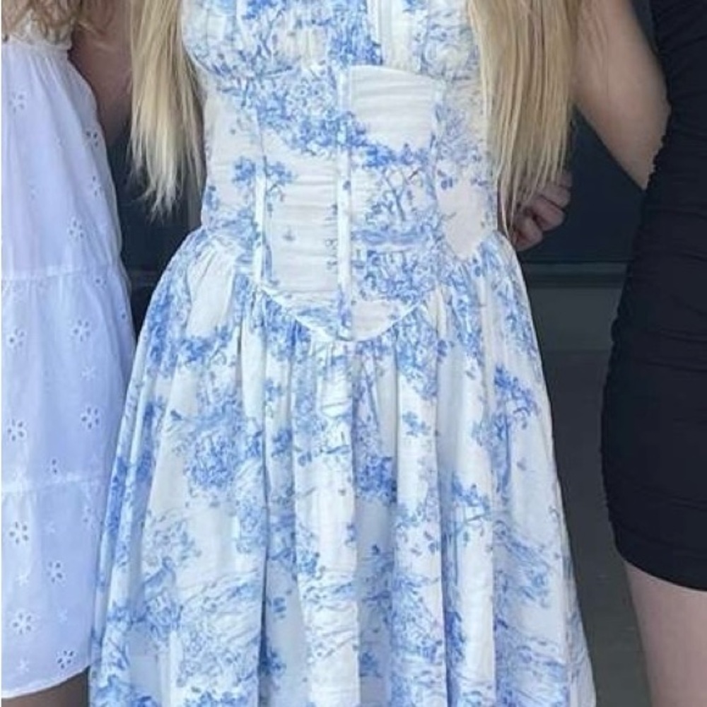 Elegant Blue and White Sky to Moon Dress